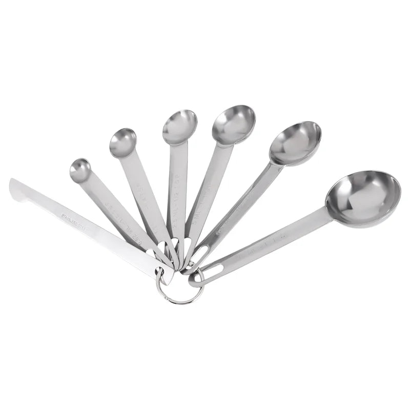 Stainless Steel Measuring Spoons Cups Set Small Tablespoon Teaspoons Set 6 with Bonus C4662 – Durable Stainless Steel Construction for Flexible Room-to-Room Use