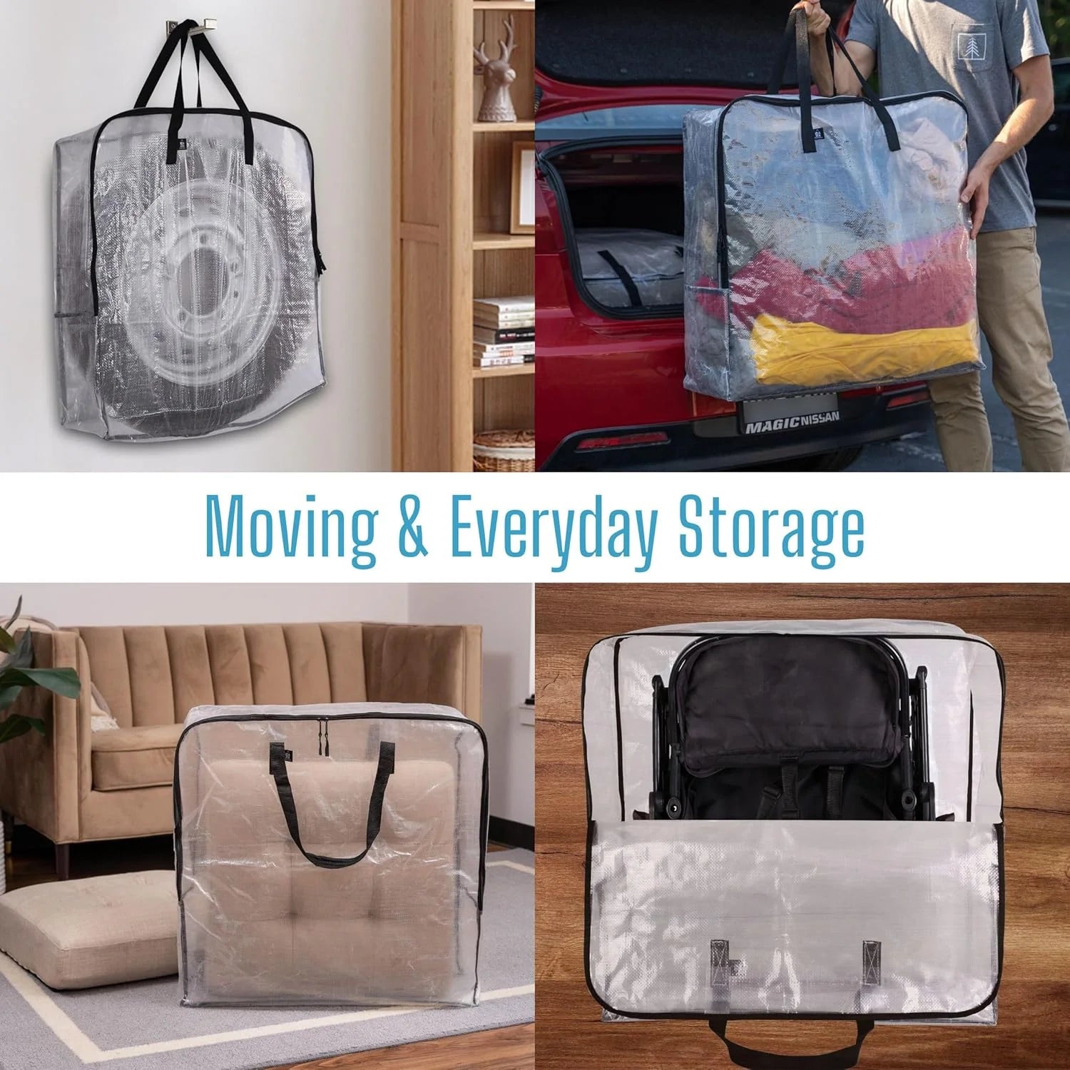 4 Pack Wreath Storage Bag Summer Christmas Decoration Garland Container 30 Inch Clear Door Wreath Organizers Moving Boxes Packing Supplies for College – Clear-View Organization for Flexible Room-to-Room Use