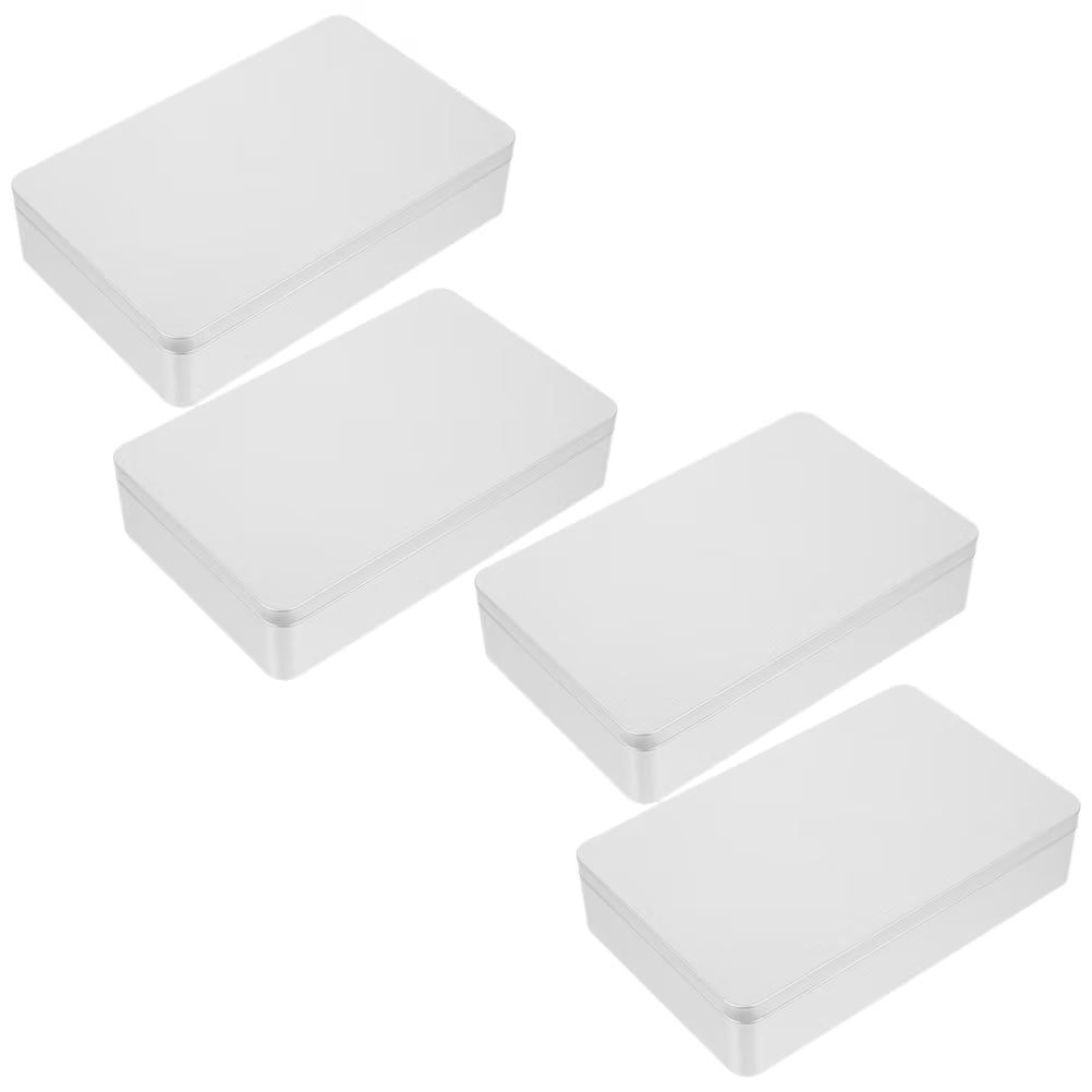 4 Pcs Collapsible Storage Bins Metal Tin Box Compact Lightweight Travel – Multiroom Organization Format for Flexible Room-to-Room Use