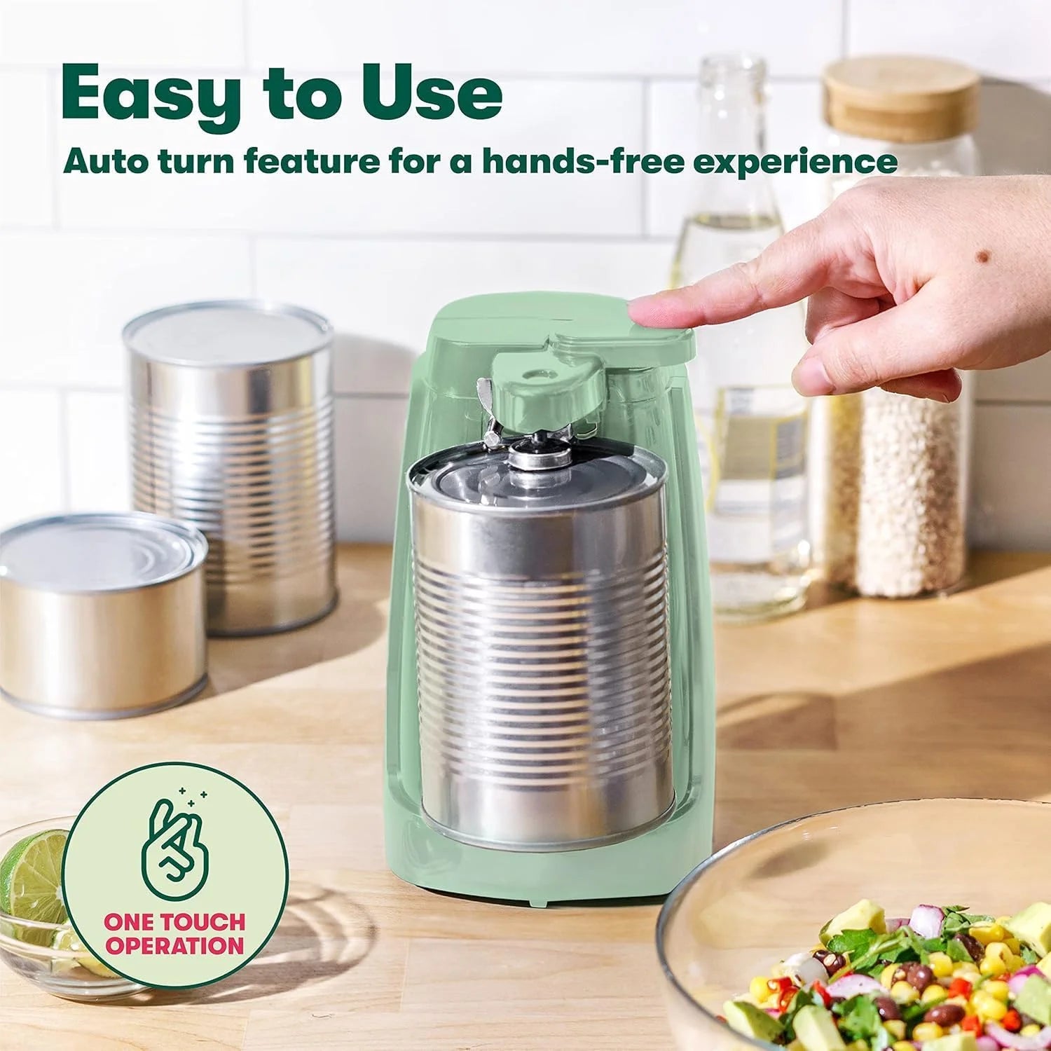 Electric Can Opener and Knife Sharpener Multifunctional Jar and Bottle Opener with Removable Cutting Lever and Cord Storage Stainless Steel Blade, – Durable Stainless Steel Construction for Flexible Room-to-Room Use – Catalog Item 123