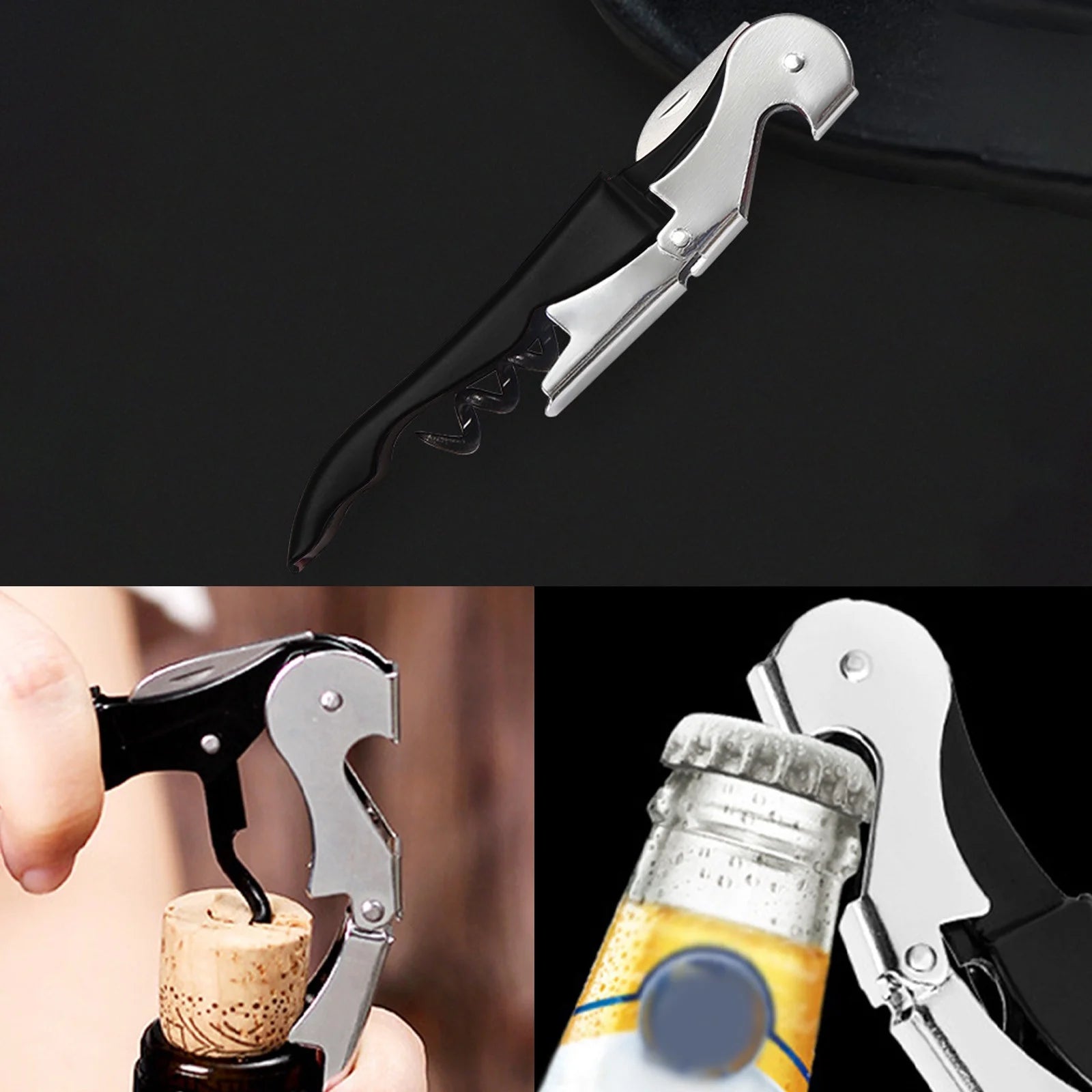 Hiroekza Opener Waiters Key For Servers Bartender With Foil Cutter Jar Opener Manual Bottle Opener Double Hinged Bottle Opener Kitchen Gadgets Clearance – Convenient Drink Preparation for Flexible Room-to-Room Use