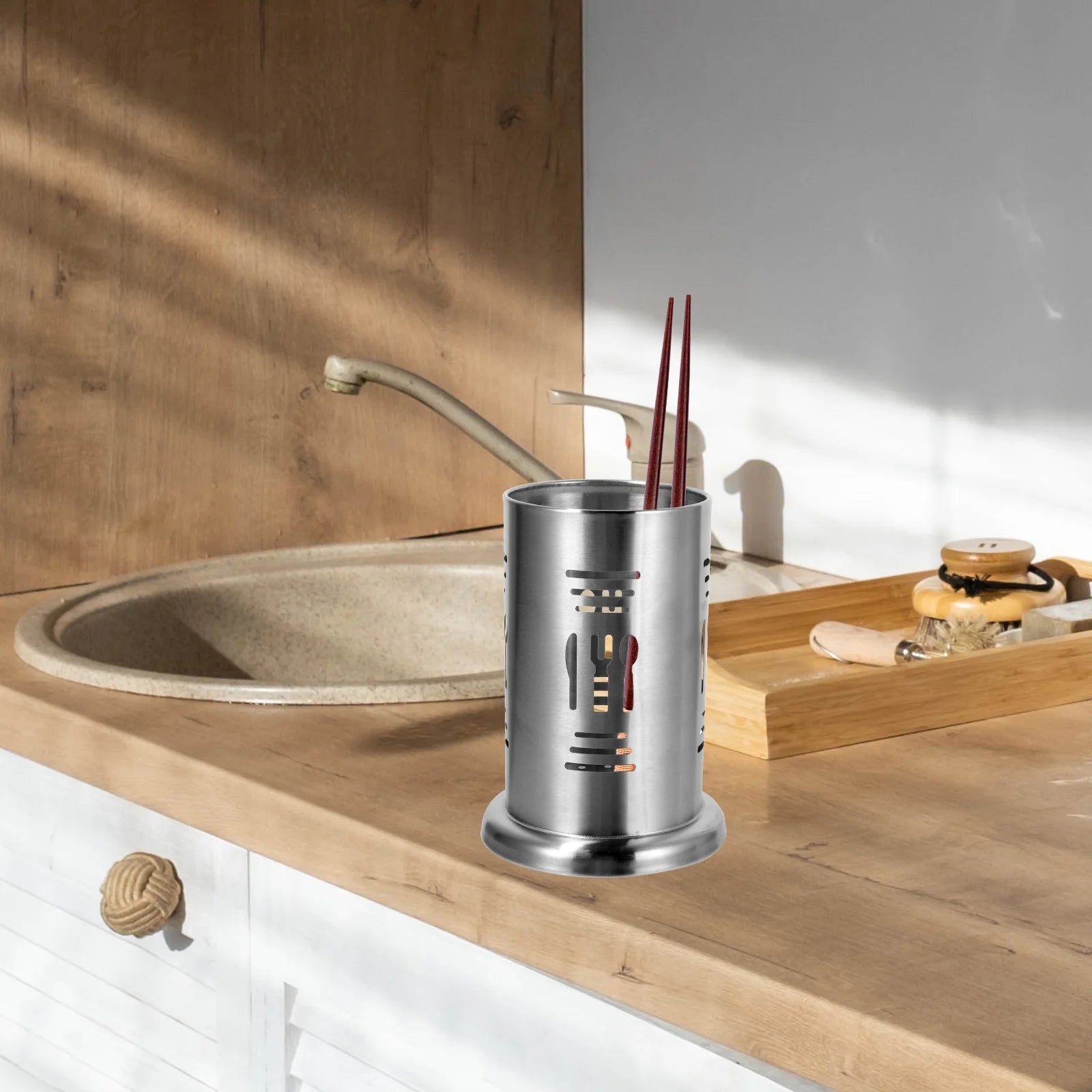 unbrandedDishwasher Stainless Steel Chopstick Holder Kitchen Utensil Container Organizer – Durable Stainless Steel Construction for Flexible Room-to-Room Use