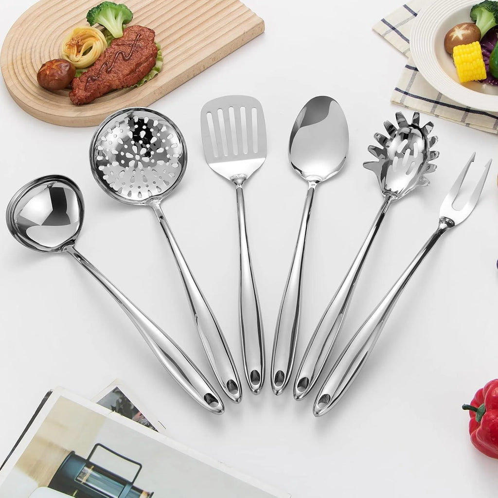 304 Stainless Steel Matte Kitchen Utensils Set 11 Pcs Long Metal Cooking Utensils Set Gold Cooking Utensils Set Dishwasher Suitable – Durable Stainless Steel Construction for Flexible Room-to-Room Use