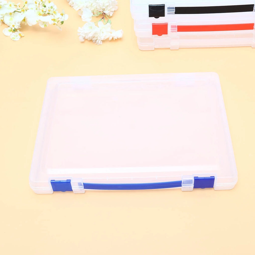 Transparent Storage Box Clear Plastic Document Paper Filling File Case Portable Ducoment Storage Holder with Blue Buckle – Everyday Household Format for Flexible Room-to-Room Use