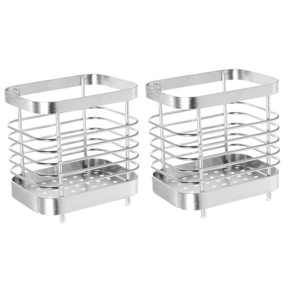 unbranded 2pcs Stainless Steel Cutlery Holder Kitchen Worktop Spoon Stand Space-saving Kitchen Utensil Holder – Durable Stainless Steel Construction for Flexible Room-to-Room Use