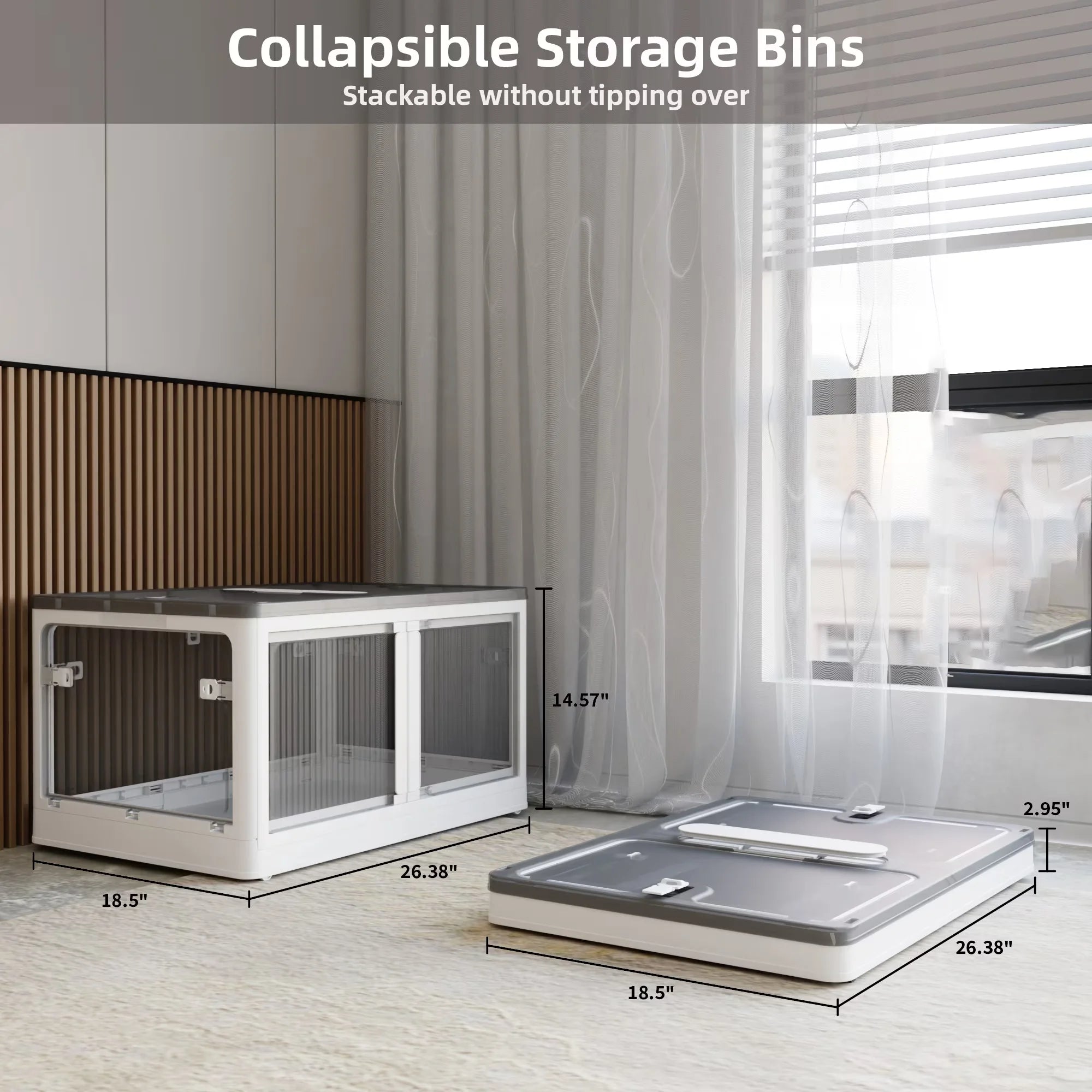 384QT 3-Pack Transparent Stackable Storage Bins with 5 Doors to Open with Wheels Folding Plastic Craft Containers Large Closet Organizers Box for Bedrooms Living Rooms Study Kids' Toys White – Stackable Organization for Flexible Room-to-Room Use