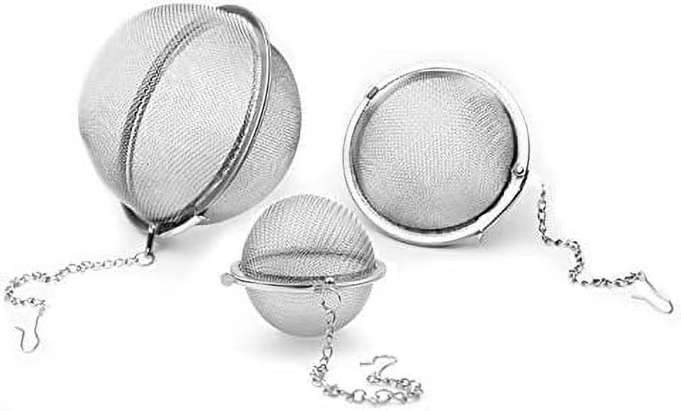 3pcs Stainless steel fine mesh seasoning ball kitchen soup spice stew filter kitchen tool metal tea bag tea ball (3pcs Round Shape),Silver,5cm/6cm/7cm – Durable Stainless Steel Construction for Flexible Room-to-Room Use