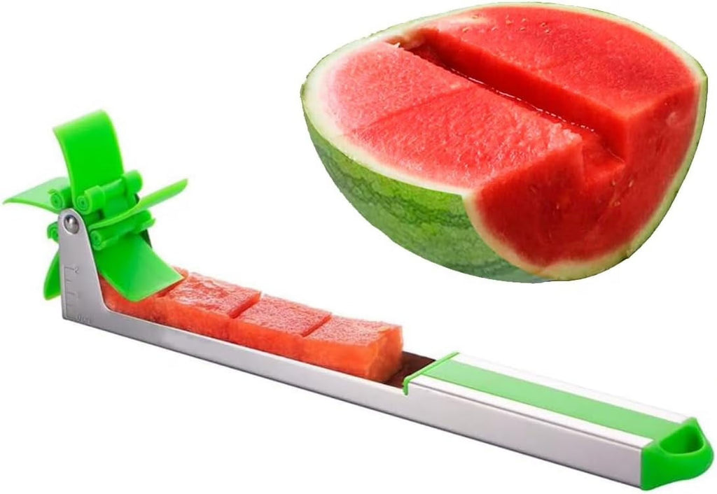 Watermelon Windmill Cutter Slicer Stainless Steel Shape Fruit Tools Quickly Cut Tool Kitchen Gadgets with Melon Scoop – Durable Stainless Steel Construction for Flexible Room-to-Room Use