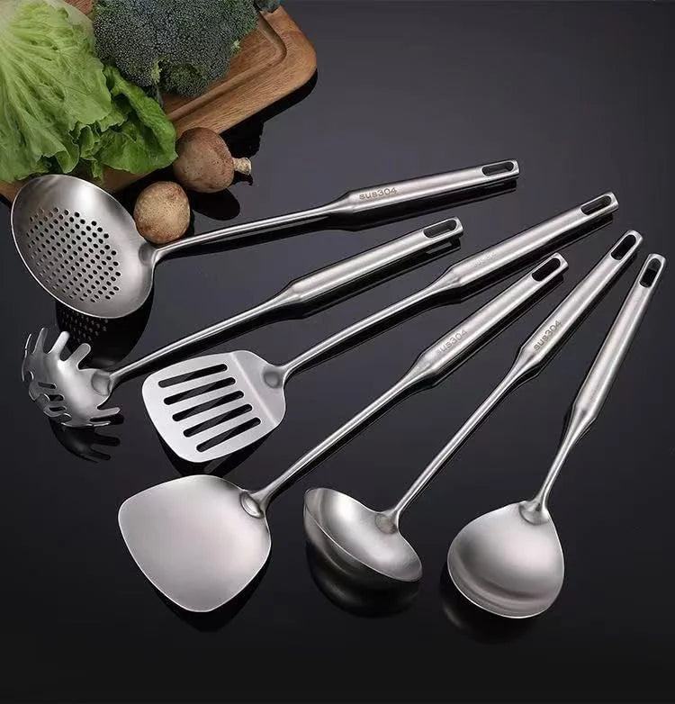 Well-crafted 7-Piece Gold Kitchen Utensil Set with Stand Stainless Steel Cooking Tools- Dishwasher Suitable Ladle Spoon Spatula Pasta Fork Luxury Brass Kitchen Accessories for Home – Durable Stainless Steel Construction for Flexible Room-to-Room Use