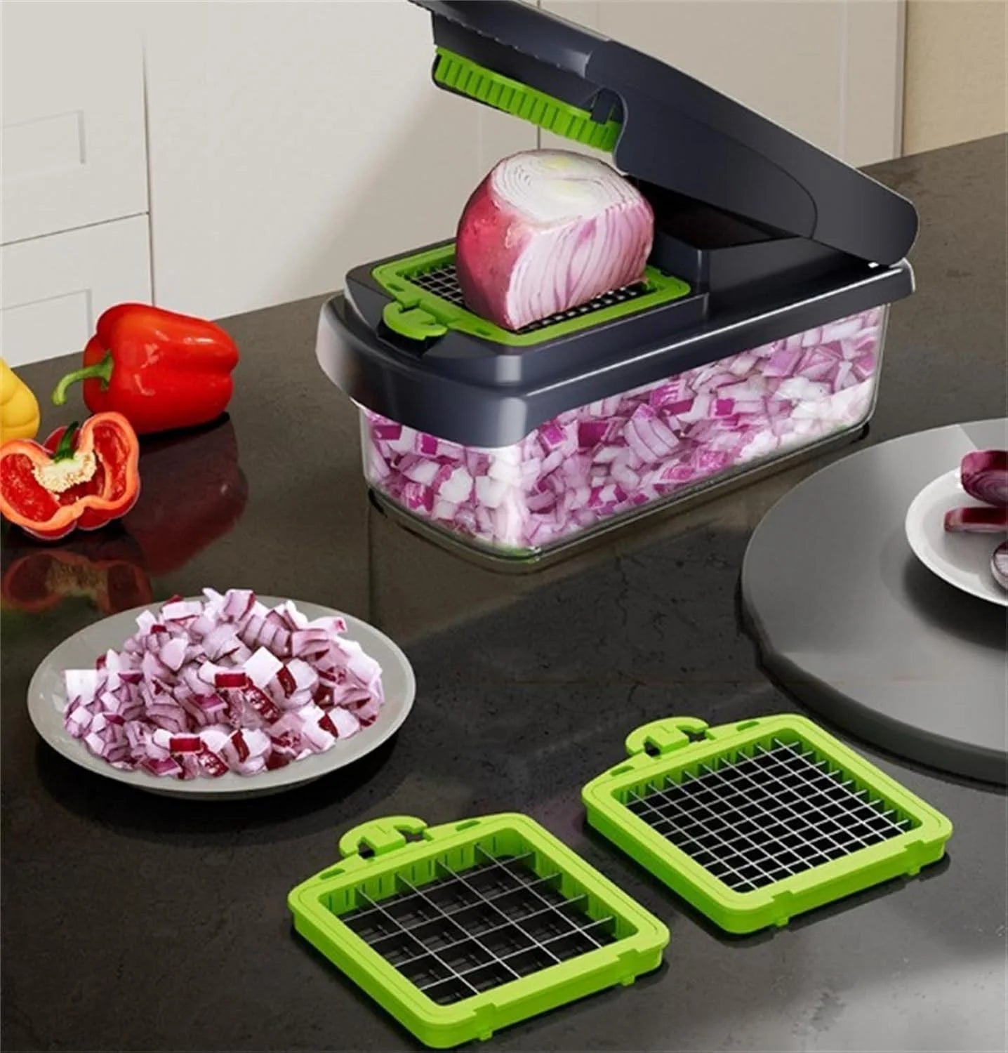 14Pcs Multi-Functional Vegetable Cutter & Slicer Trendgolden Food Chopper Stainless Steel Blades Kitchen Gadgets & Accessories (Pink) – Durable Stainless Steel Construction for Flexible Room-to-Room Use