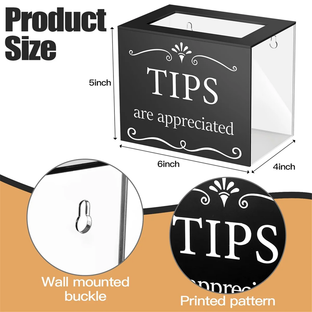Tip Jars for Money Acrylic Cash Box Donation Bucket 6x4x5 Inch Storage Container Suggestion Raffle – Practical Home Organization for Flexible Room-to-Room Use