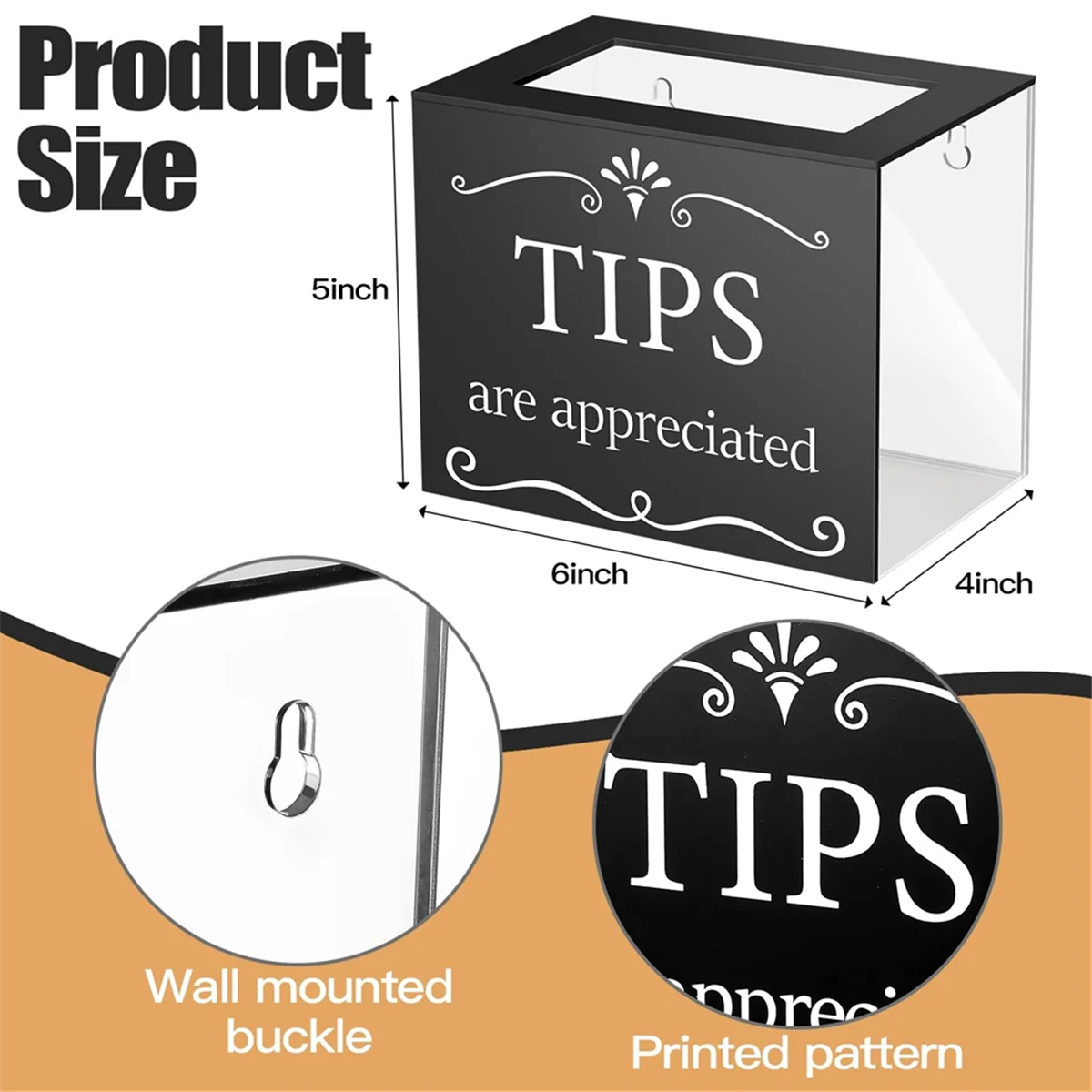 Tip Jars for Money Acrylic Cash Box Donation Bucket 6x4x5 Inch Storage Container Suggestion Raffle – Practical Home Organization for Flexible Room-to-Room Use