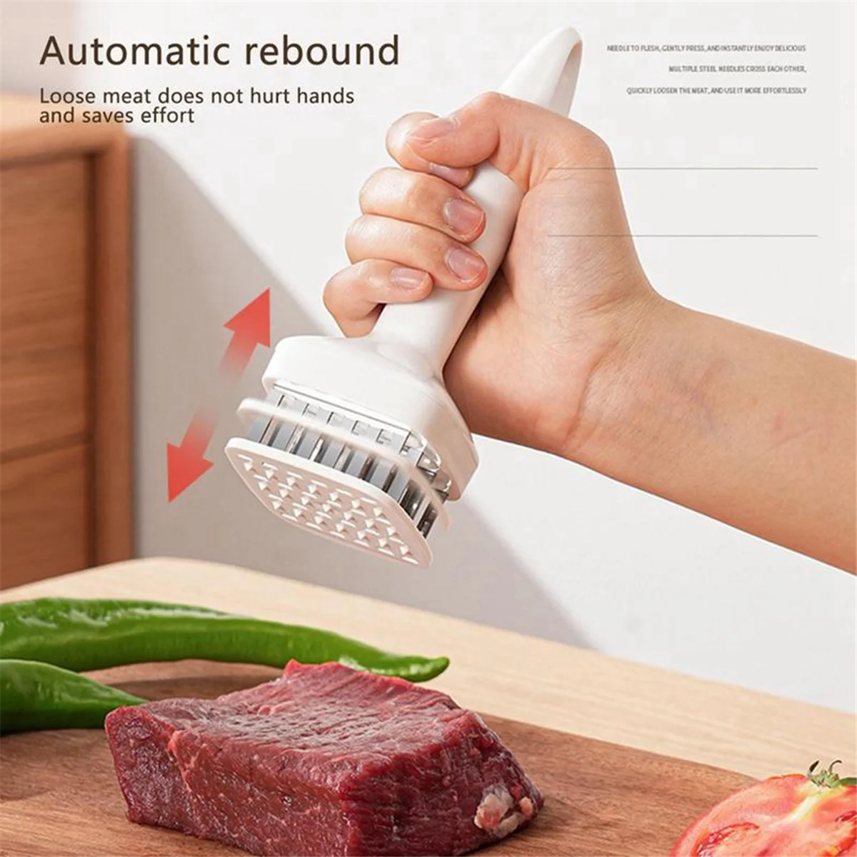 Meat Tenderizer Needle Stainless Steel Prongs Food Grade 5.5x5.5x17cm White – Durable Stainless Steel Construction for Flexible Room-to-Room Use