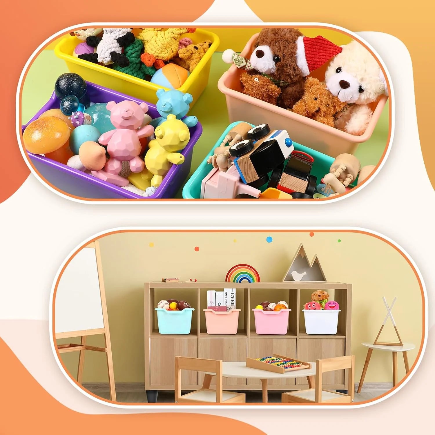 24 Pcs Plastic Cubby Bins Classroom Cubby Organization Book Bins for Classroom Bulk Toy Storage Baskets Stackable Assorted Colors Storage Containers for Home Office School Nursery Playroom – Stackable Organization for Flexible Room-to-Room Use