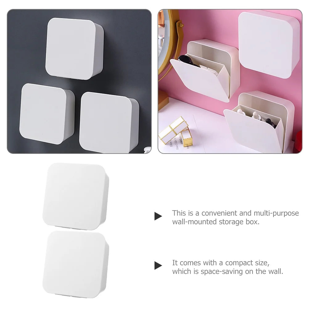 2 Pcs Wall-mounted Boxes Small Apartment Storage Box 14x5.5x14cm White – Space-Saving Hanging Design for Flexible Room-to-Room Use