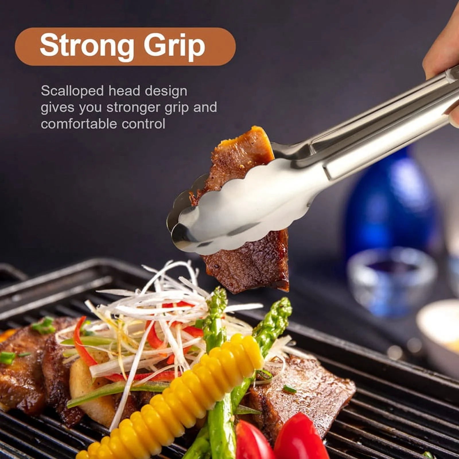 Unbranded 6 Pack Serving Tongs 7 Inch Stainless Steel Food Tongs for Salad Buffet Catering – Durable Stainless Steel Construction for Flexible Room-to-Room Use