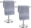 T-Shape Bath Hand Towel Holder Stand Stainless Steel Free Standing Hand Towel Rack with Heavy Base for Bathroom Kitchen & Countertop Silver 2 Pack – Durable Stainless Steel Construction for Flexible Room-to-Room Use
