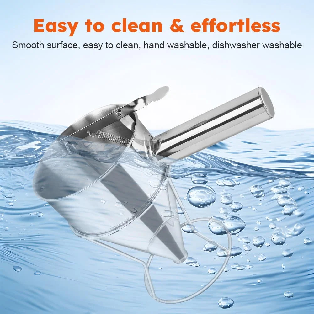 Stainless Steel Pancake Batter Dispenser with Squeeze Handle Kitchen Funnel Tools Pancake Dispenser for Pancakes Cupcakes Takoyaki and Baked Goods – Convenient Carry Handles for Flexible Room-to-Room Use