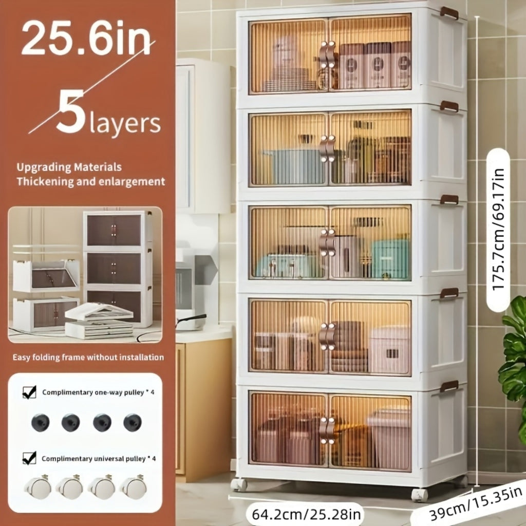 5-layer folding storage box magnetic cabinet door plastic drawer storage rack suitable for bedrooms study rooms toy rooms offices easy and convenient to move multi-layer storage box – Practical Home Organization for Flexible Room-to-Room Use