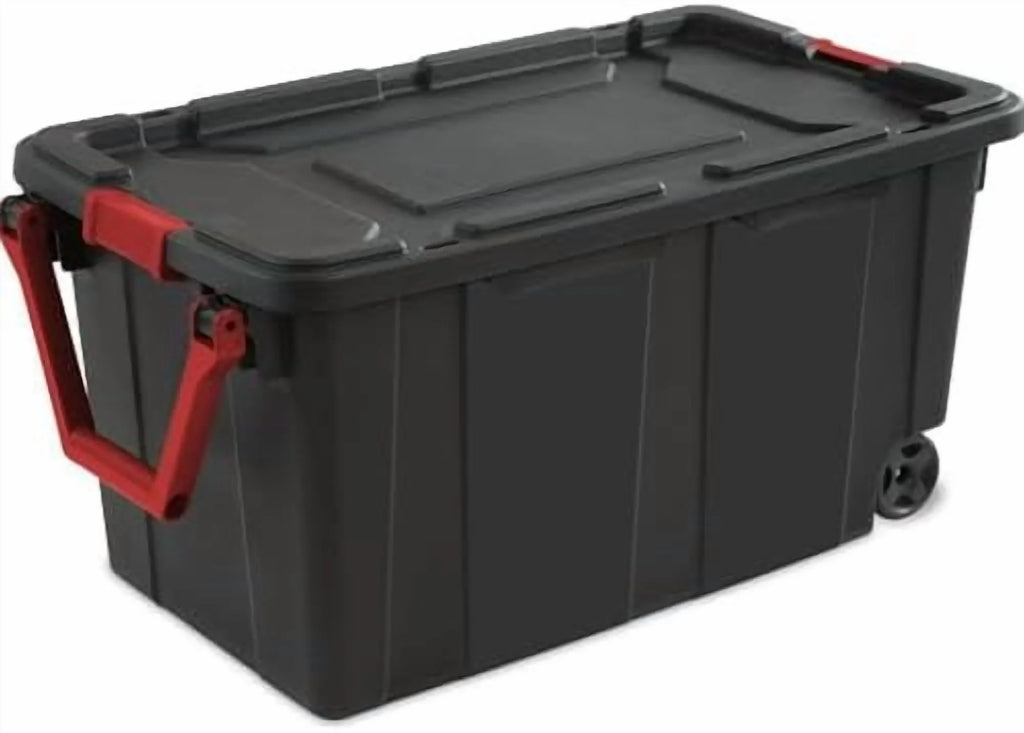 Black 40 Gallon Wheeled Plastic Storage Container with Handle 2 Pack$$Office – Convenient Carry Handles for Flexible Room-to-Room Use