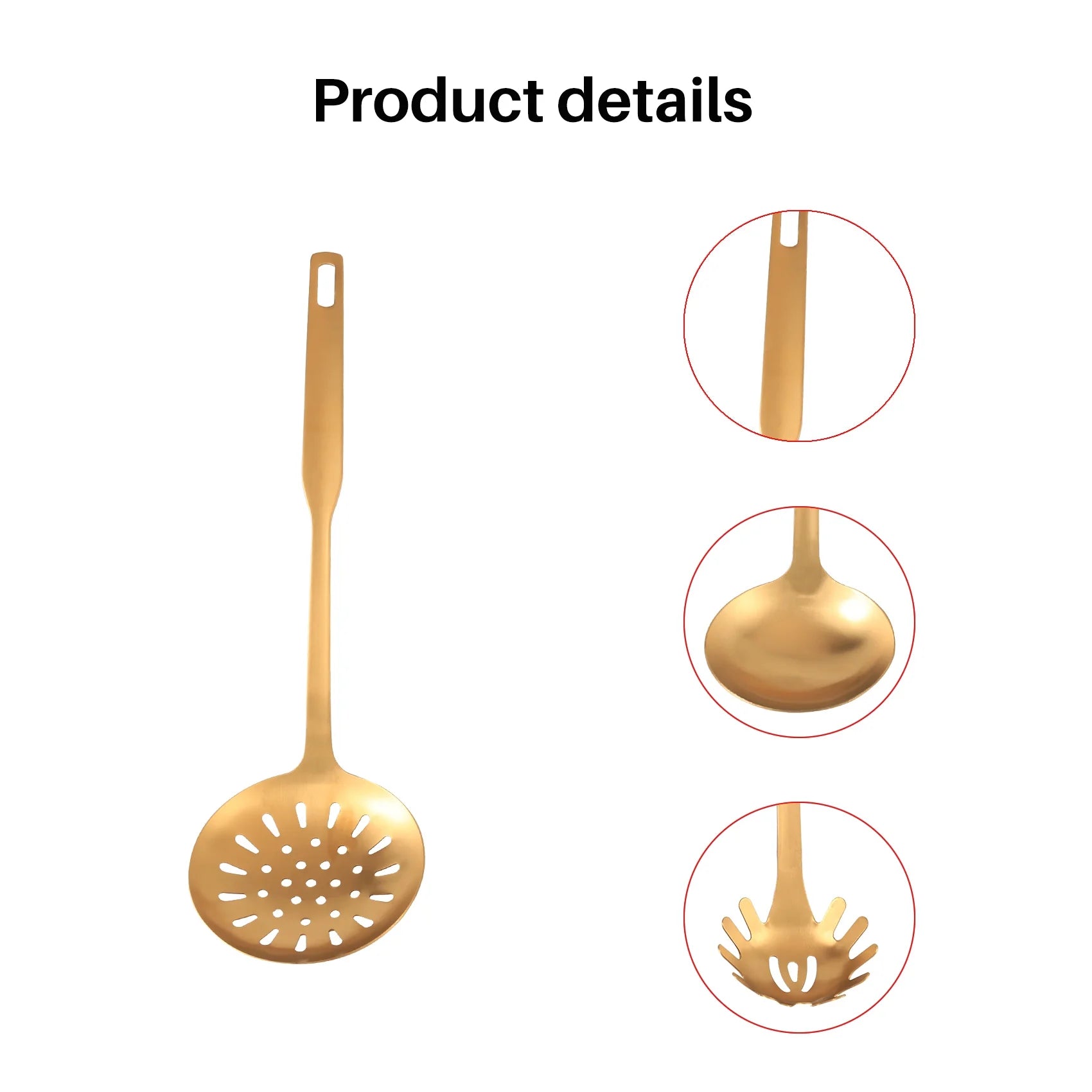 Stainless Steel Kitchen Utensils 5-Piece Cooking Trowel Set Tool Gold – Durable Stainless Steel Construction for Flexible Room-to-Room Use