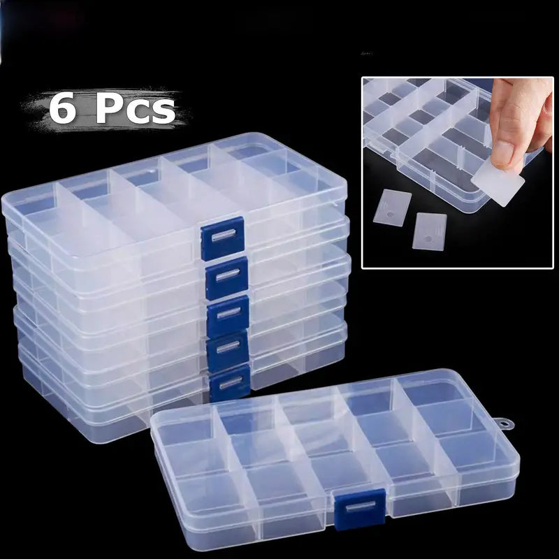 [Clear Jewelry Box] 6pcs Clear Jewelry Box | Plastic Bead Storage Craft Container Earrings Organizer – Clear-View Organization for Flexible Room-to-Room Use