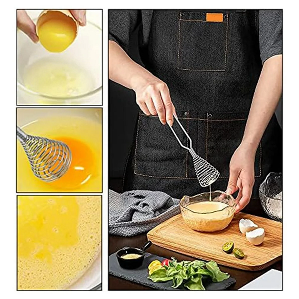 Stainless Steel Spring Coil Whisk Wire Whip-Cream Egg Beater -Cream Hand Mixer Kitchen Tool Accessories for Mixing – Durable Stainless Steel Construction for Flexible Room-to-Room Use