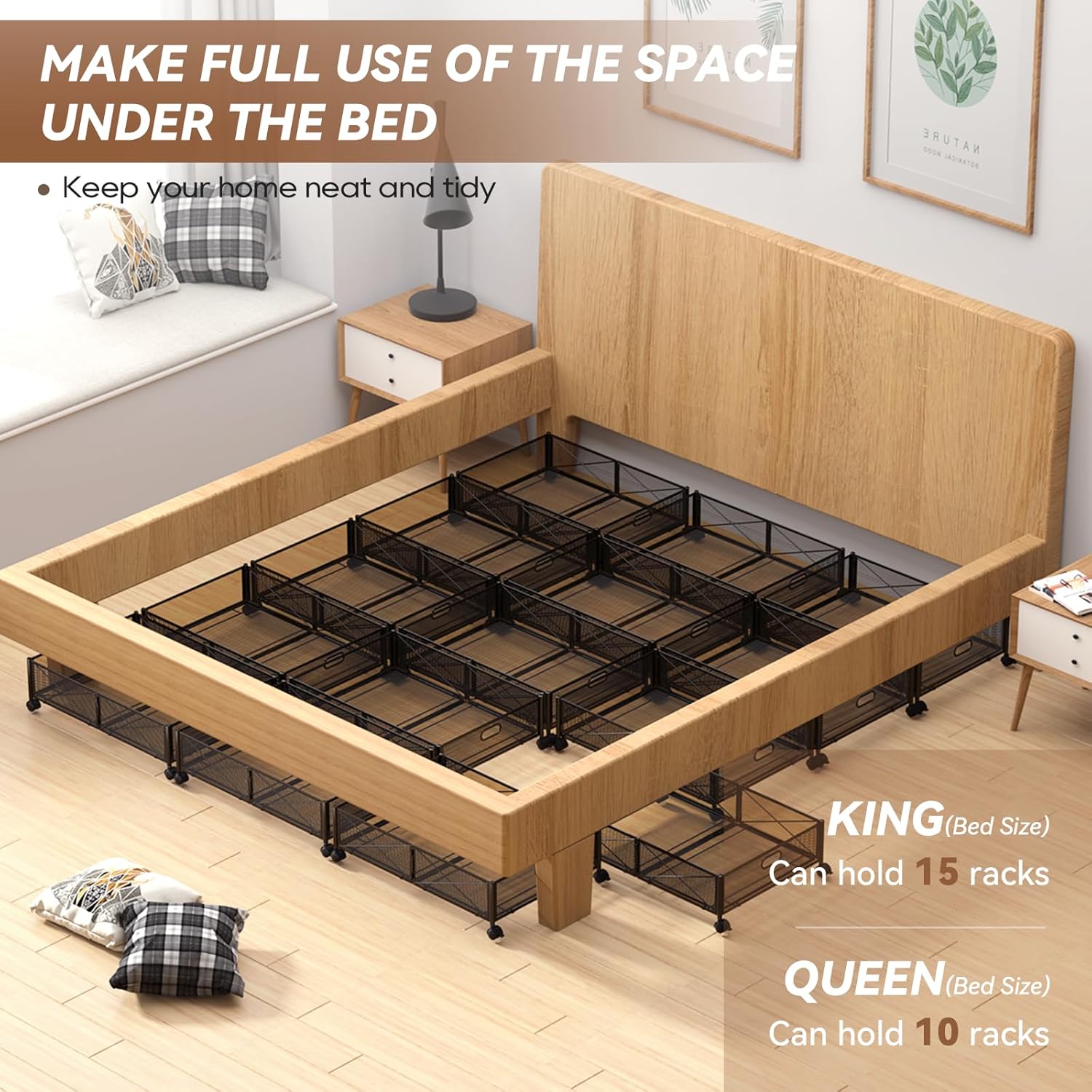 Under Bed Storage Containers with Wheels - Shoe Storage Organizer Drawer Tool-free Assembly Metal Underbed Storage for Bedroom Clothes Shoes Blankets - 2Pack – Everyday Household Format for Flexible Room-to-Room Use