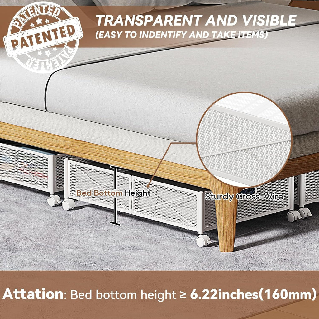 Under Bed Storage Containers with Wheels Under Bed Shoe Storage Organizer Drawer Tool-free Assembly Metal Storage Containers for Bedroom Clothes Shoes Blankets -2PCK – Everyday Household Format for Flexible Room-to-Room Use
