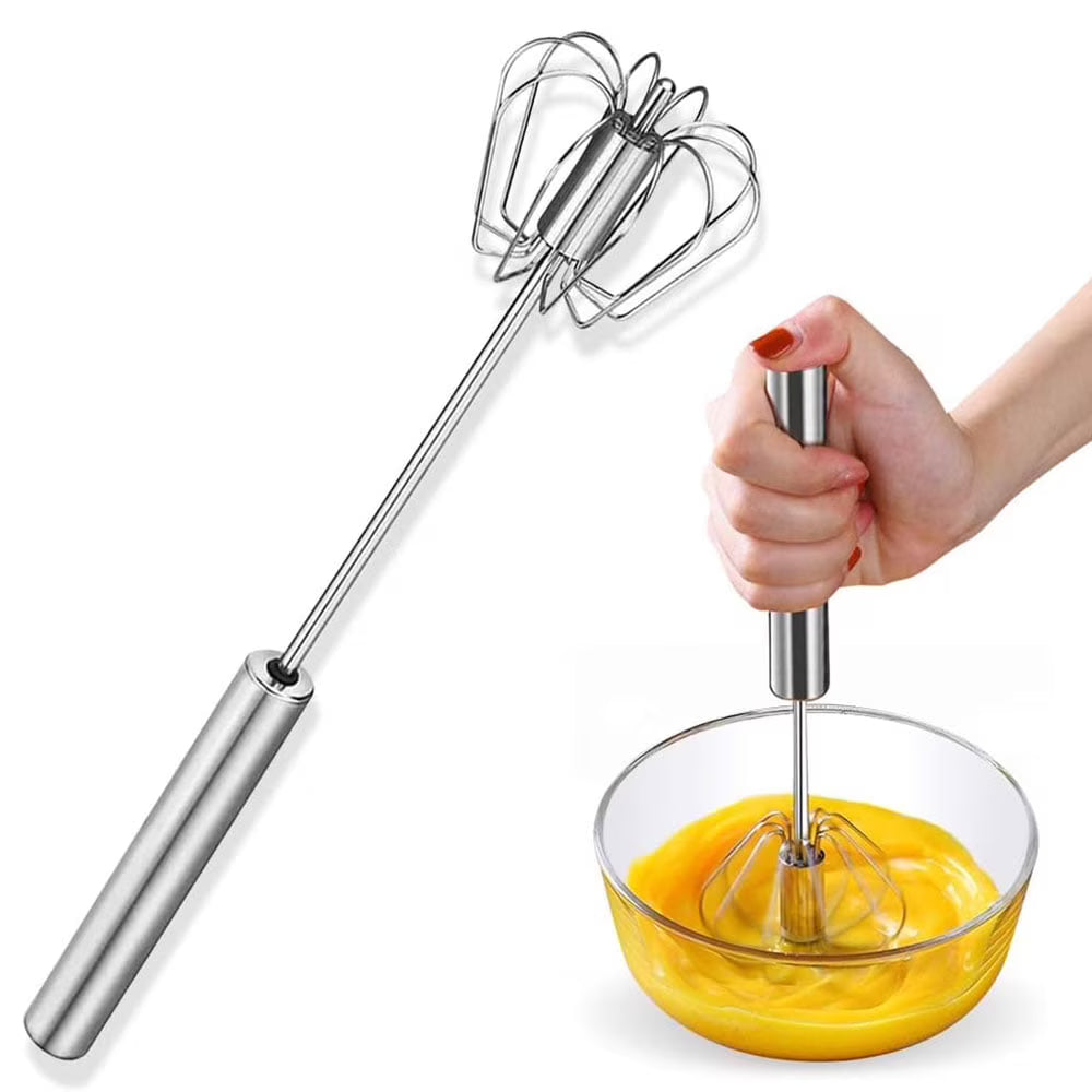 Egg Whisk,2 Pack Stainless Steel Home Kitchen Tool Hand Easy Whisk Egg Beater Manual Mixer Blender for Whisking Beating & Stirring. – Durable Stainless Steel Construction for Flexible Room-to-Room Use