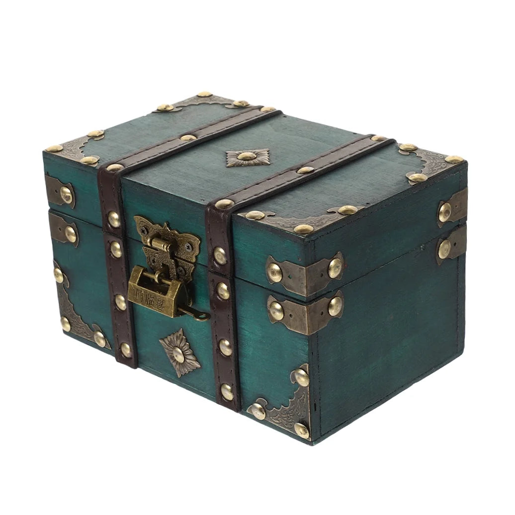Wooden Storage Box Keepsake Stash Photo Treasure Chest Crate Dark Green – Natural-Look Construction for Flexible Room-to-Room Use