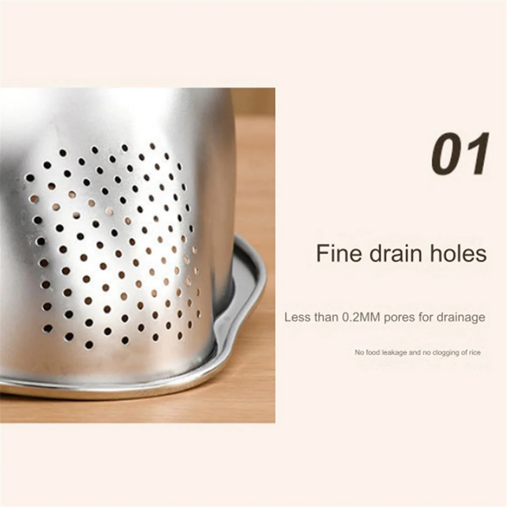 Rice Washer Strainer Bowl Stainless Steel Washing Colander Fruit and Vegetable Kitchen Tool A – Durable Stainless Steel Construction for Flexible Room-to-Room Use