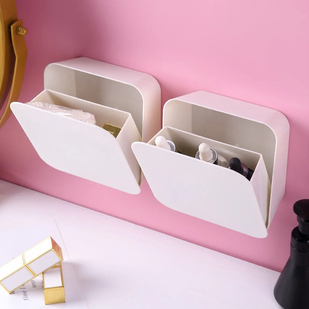 2 Pcs Wall-mounted Boxes Small Apartment Storage Box 14x5.5x14cm White – Space-Saving Hanging Design for Flexible Room-to-Room Use