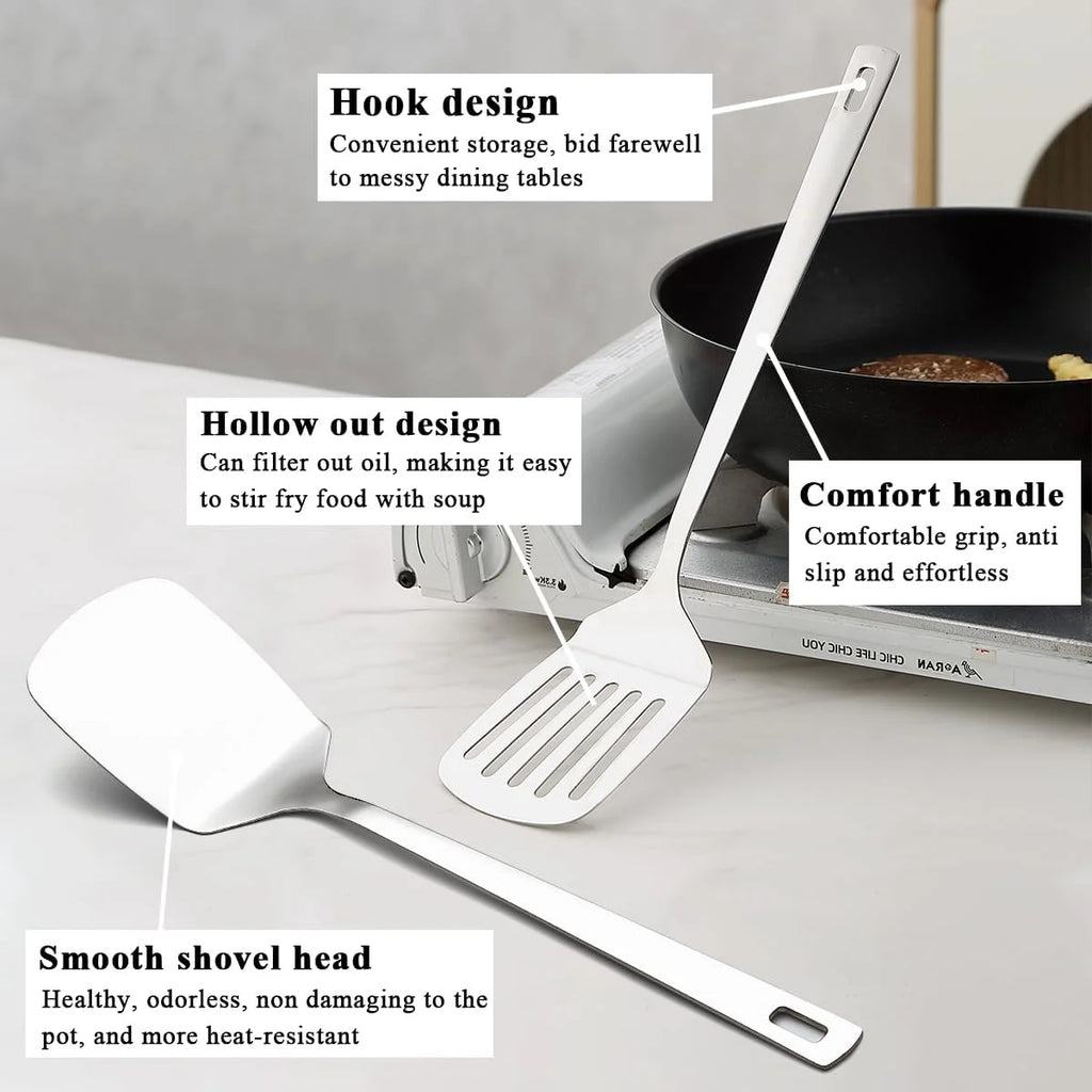 Kitchen Utensils Set 6pcs Stainless Steel Cooking Utensils Set Kitchen Tools Spatulas Set Home Essentials Kitchen Gadgets Accessories – Durable Stainless Steel Construction for Flexible Room-to-Room Use