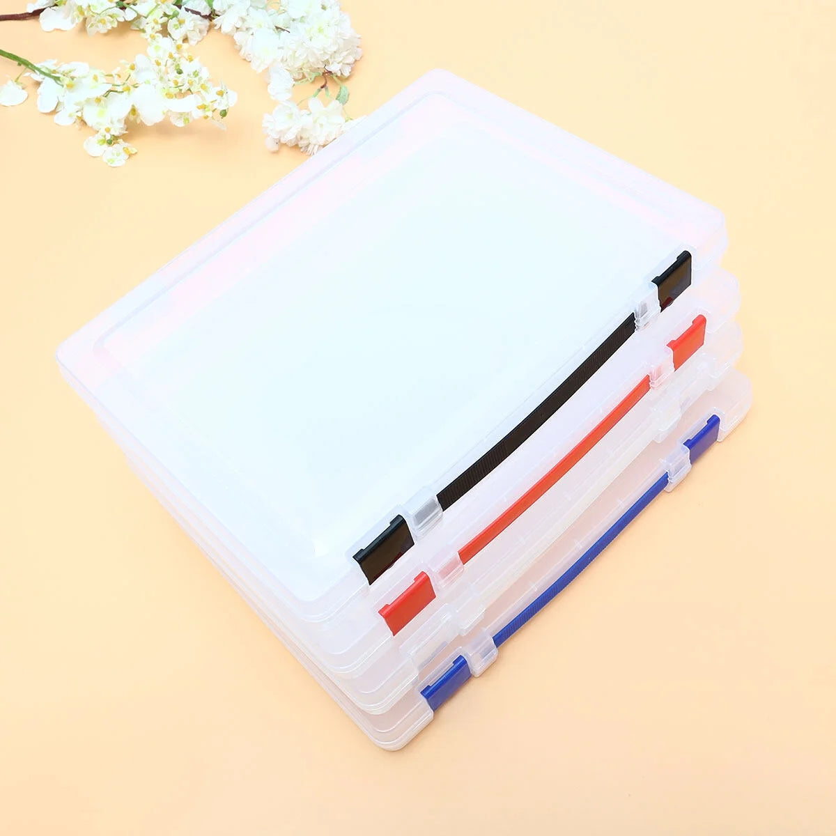 Transparent Storage Box Clear Plastic Document Paper Filling File Case Portable Ducoment Storage Holder with Blue Buckle – Everyday Household Format for Flexible Room-to-Room Use