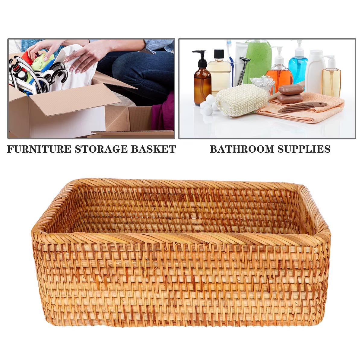 Wicker Basket with Lid Storage Boxes Lids Practical Home Child – Secure Lid Design for Flexible Room-to-Room Use