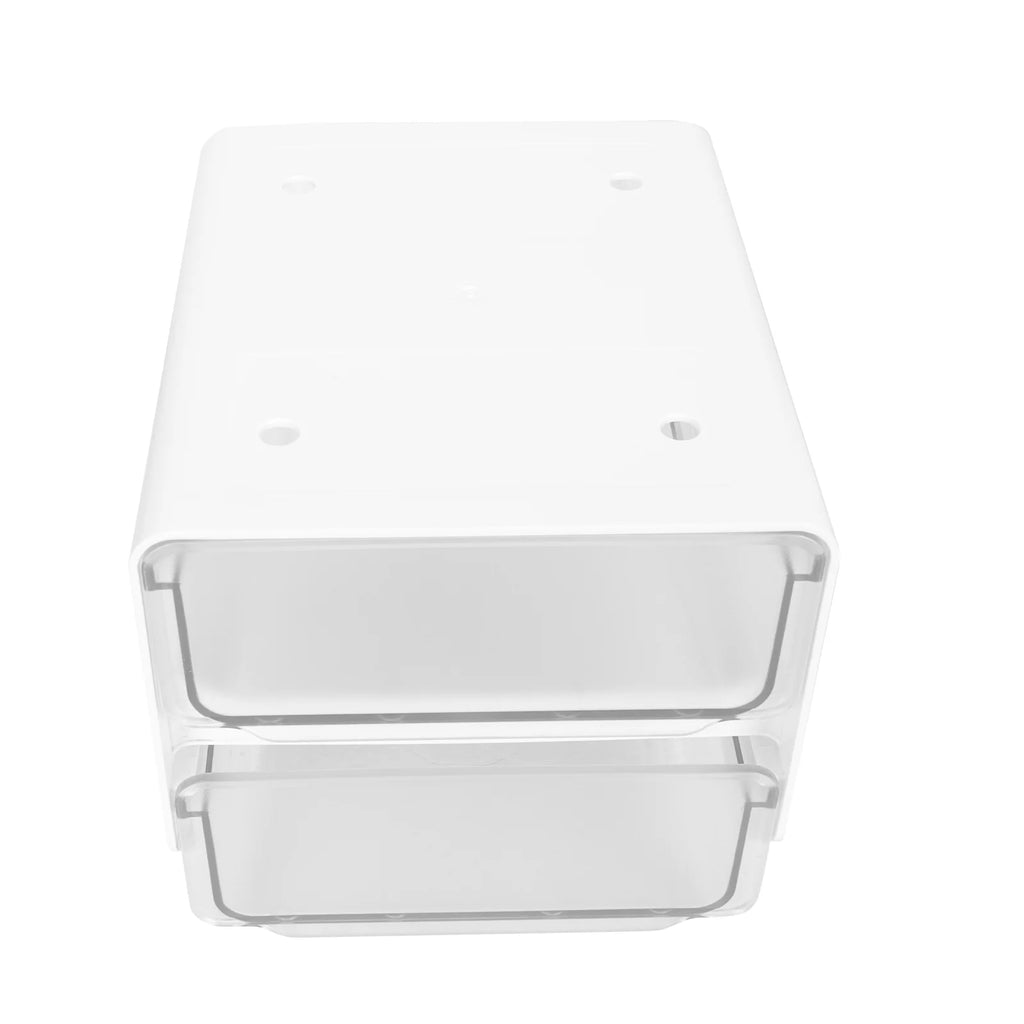 Double Storage Box Desktop Boxes Bins Table Shelf Office White – Everyday Household Format for Flexible Room-to-Room Use