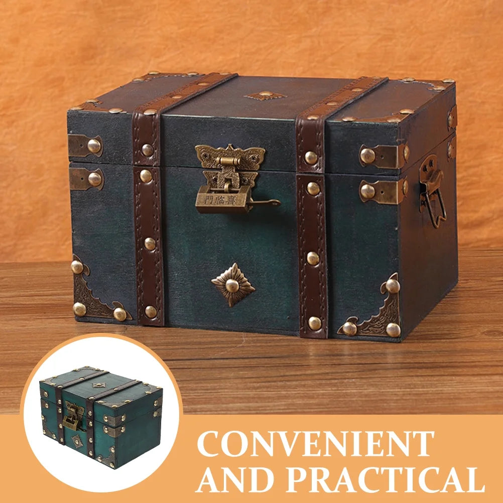 Wooden Storage Box Keepsake Stash Photo Treasure Chest Crate Dark Green – Natural-Look Construction for Flexible Room-to-Room Use