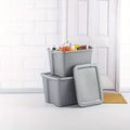 2-Pack 18 Gallon Heavy-Duty Plastic Storage Bins with Snap-On Lids - Durable Stackable Gray Organizers for Home Garage Pantry & Office - Space-Saving Rectangular Design with Reinforced Handles – Stackable Organization for Flexible Room-to-Room Use