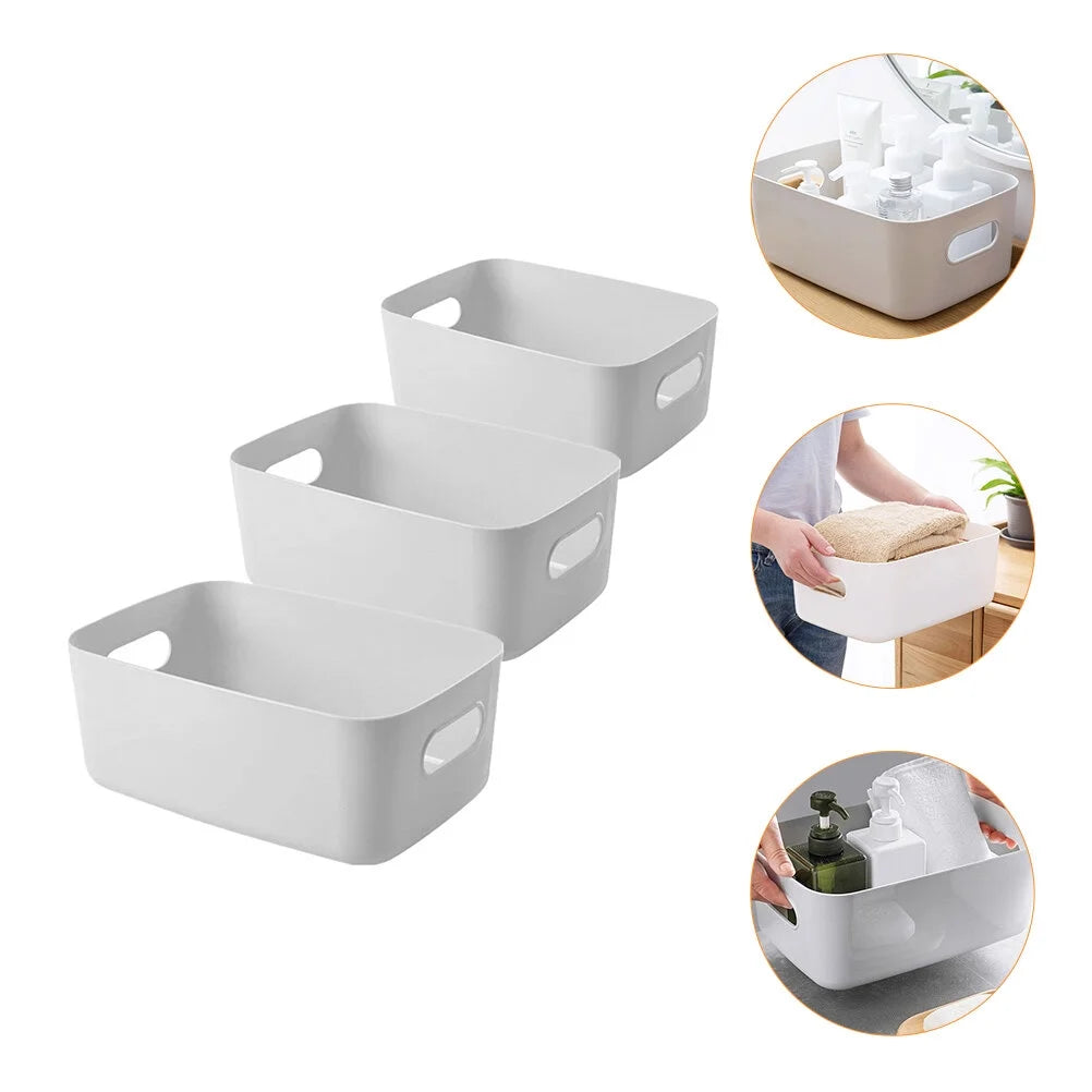 Basket Storage Box Three-Piece Set Medium Containers Boxes – Convenient Multi-Piece Set for Flexible Room-to-Room Use