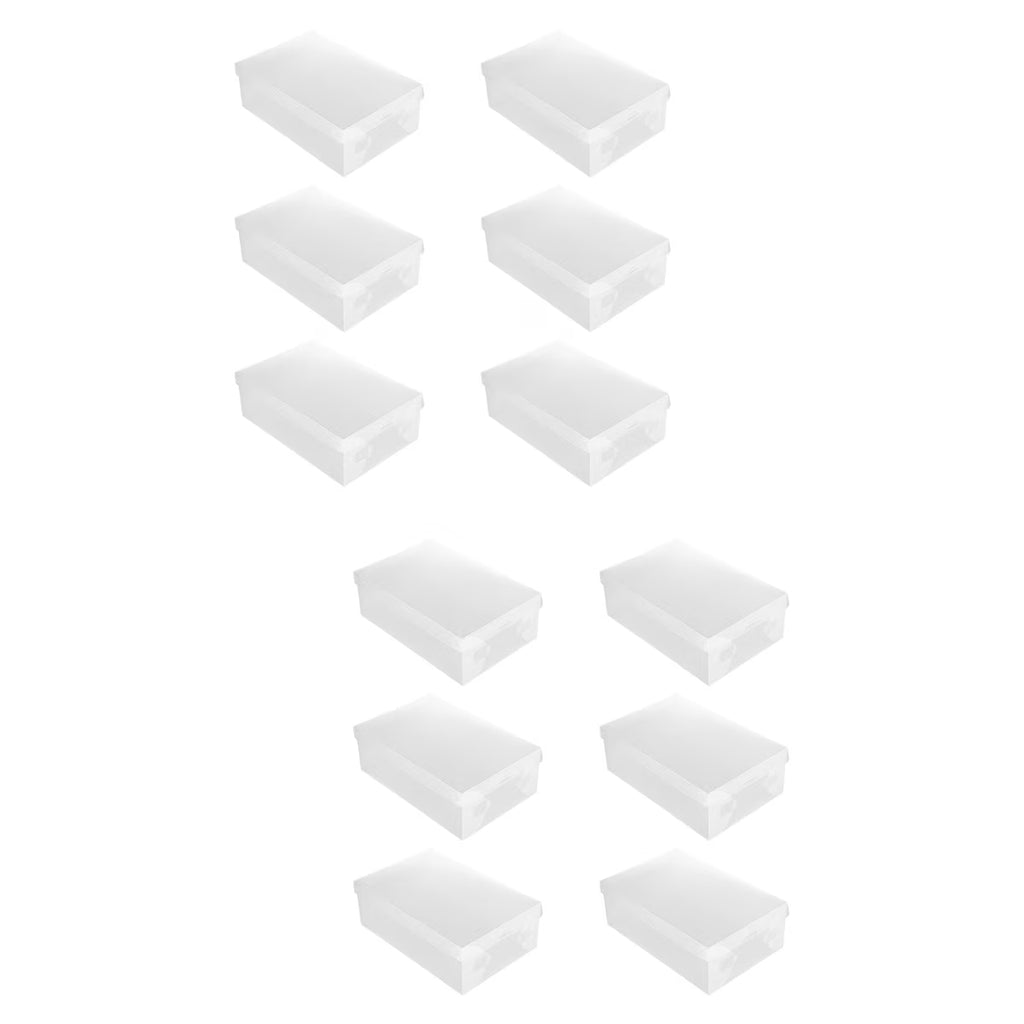 12 PCS Shoes Boxes Transparent Shoes Cases Plastic Storage Box Shoes Container for Home Shop 28x18x10cm – Clear-View Organization for Flexible Room-to-Room Use