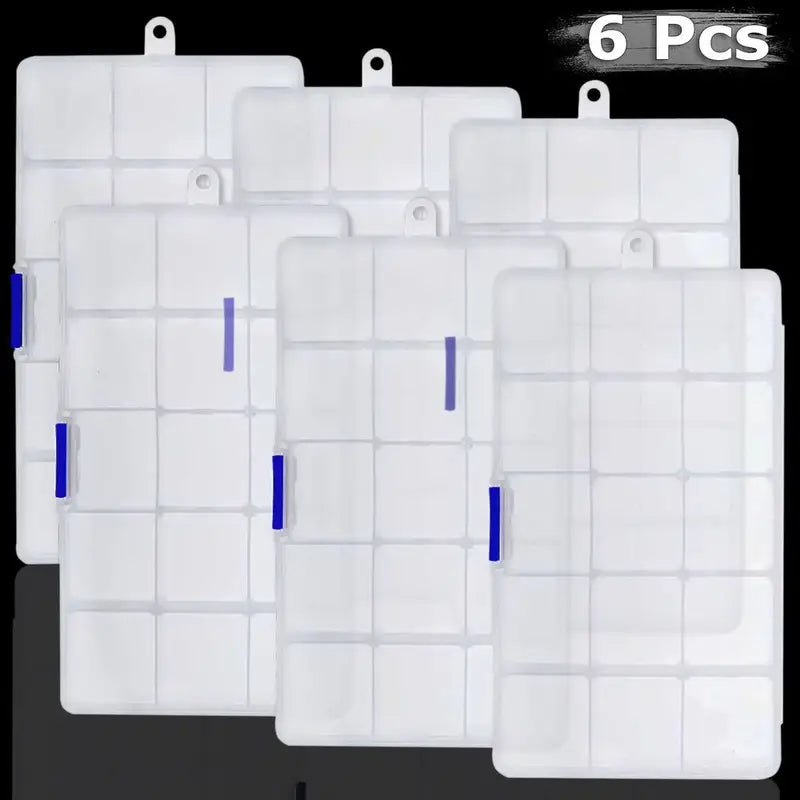 [Clear Jewelry Box] 6pcs Clear Jewelry Box | Plastic Bead Storage Craft Container Earrings Organizer – Clear-View Organization for Flexible Room-to-Room Use
