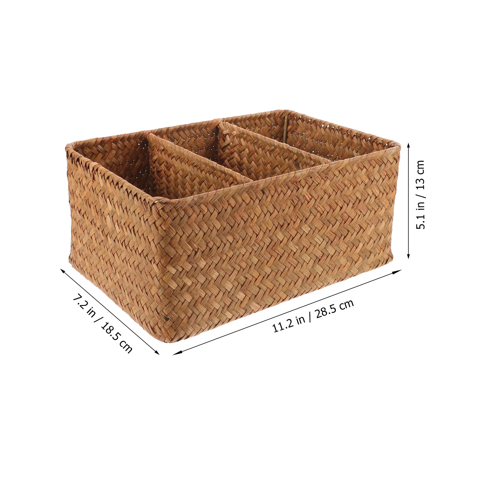 Straw Desktop Storage Box Pantry Basket Bins Hamper for Shelves with Lid Chocolate – Secure Lid Design for Flexible Room-to-Room Use
