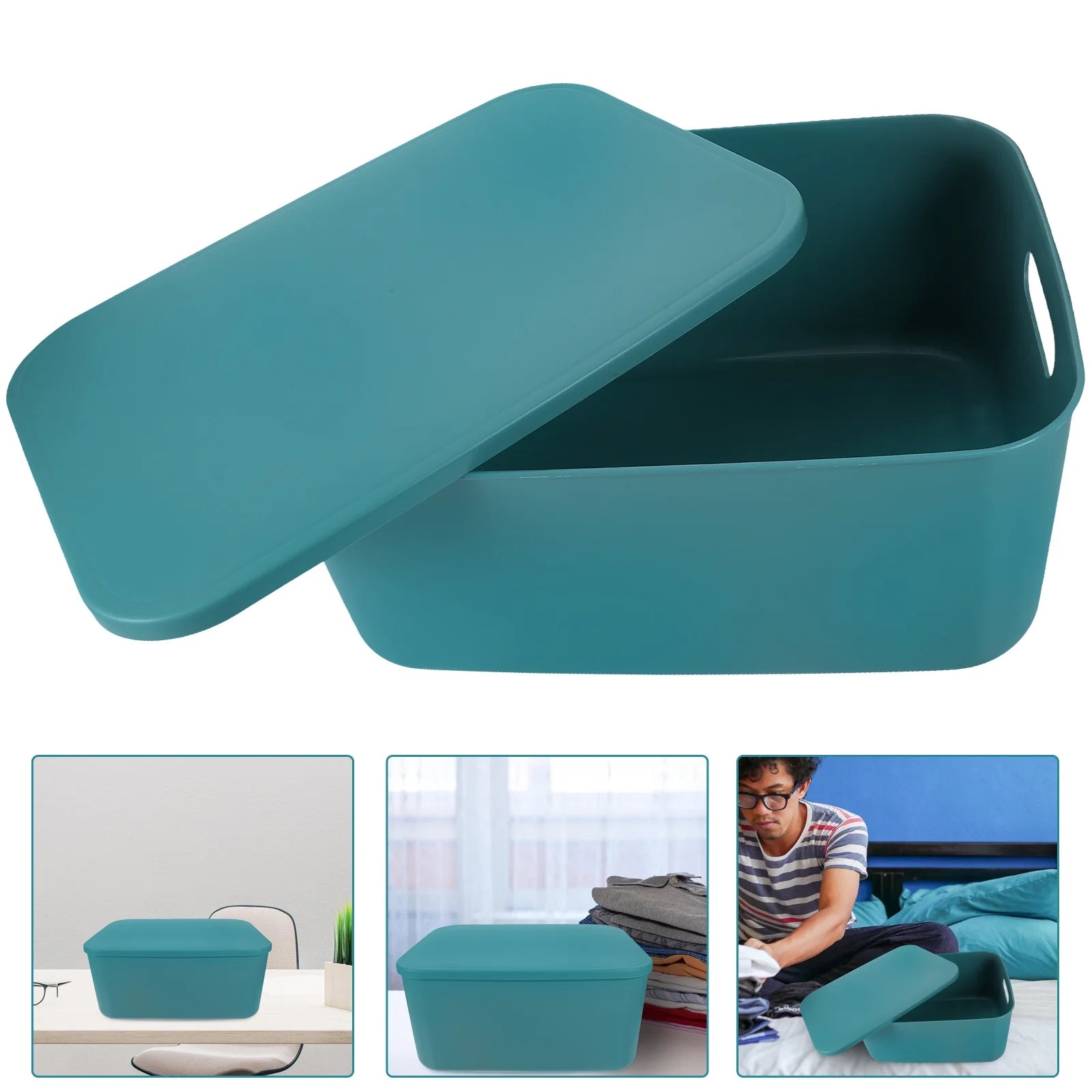 Extra Large with Lid Easy to Hold Storage Bin Office Box – Secure Lid Design for Flexible Room-to-Room Use