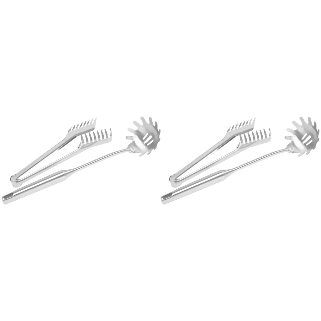 4 Pieces Stainless Steel Spaghetti Server Set Stainless Steel Spaghetti Pasta Tong Pasta Spoon Server Fork,2 x clip 2 x spoon,Silver – Durable Stainless Steel Construction for Flexible Room-to-Room Use