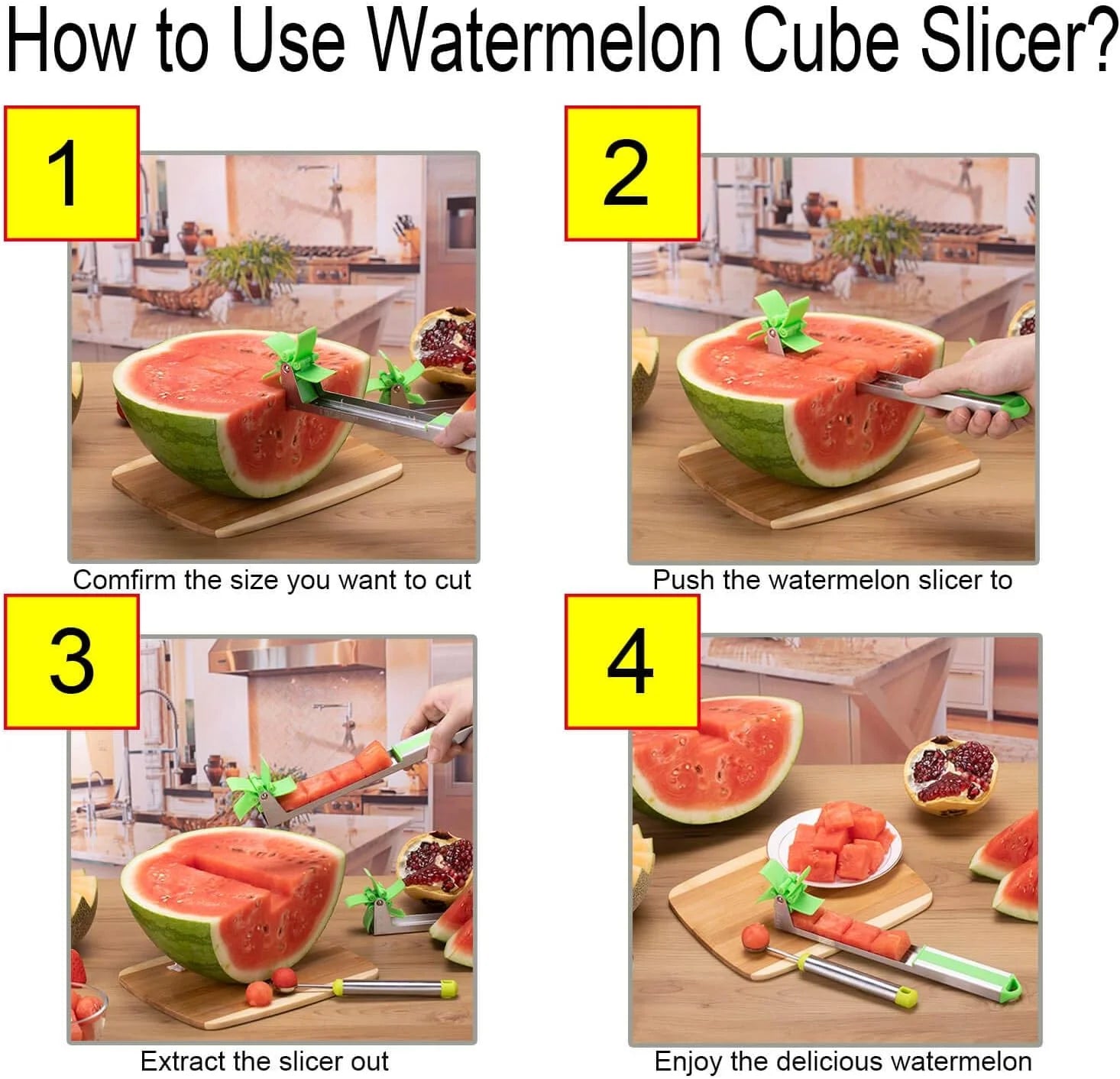 Watermelon Windmill Cutter Slicer Stainless Steel Shape Fruit Tools Quickly Cut Tool Kitchen Gadgets with Melon Scoop – Durable Stainless Steel Construction for Flexible Room-to-Room Use