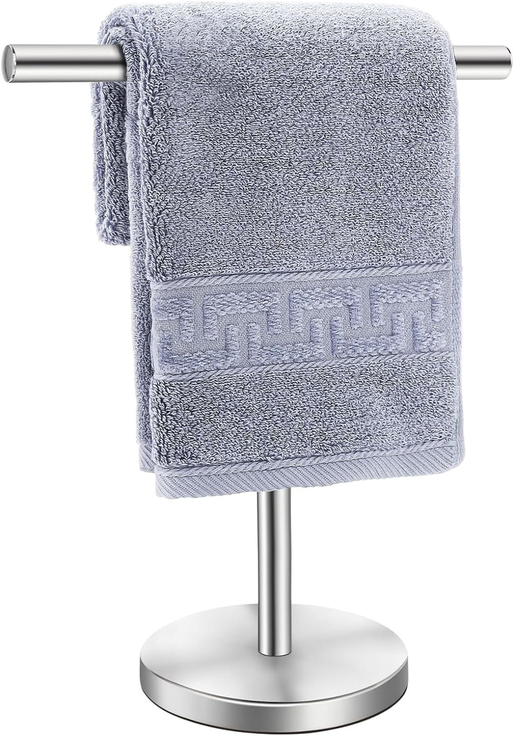 T-Shape Bath Hand Towel Holder Stand Stainless Steel Free Standing Hand Towel Rack with Heavy Base for Bathroom Kitchen & Countertop Matte Black – Durable Stainless Steel Construction for Flexible Room-to-Room Use