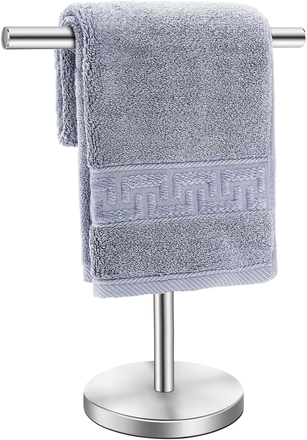 T-Shape Bath Hand Towel Holder Stand Stainless Steel Free Standing Hand Towel Rack with Heavy Base for Bathroom Kitchen & Countertop Silver 2 Pack – Durable Stainless Steel Construction for Flexible Room-to-Room Use
