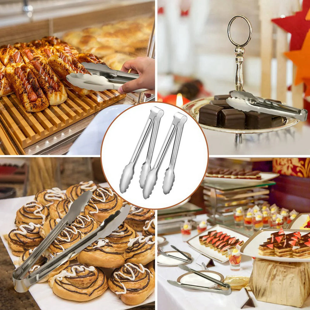 Unbranded 6 Pack Serving Tongs 7 Inch Stainless Steel Food Tongs for Salad Buffet Catering – Durable Stainless Steel Construction for Flexible Room-to-Room Use