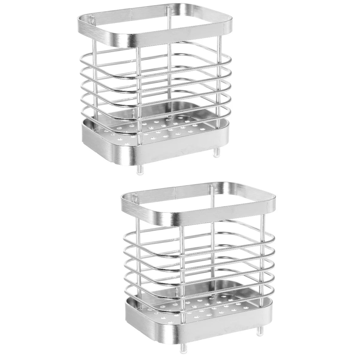 unbranded 2pcs Stainless Steel Cutlery Holder Kitchen Worktop Spoon Stand Space-saving Kitchen Utensil Holder – Durable Stainless Steel Construction for Flexible Room-to-Room Use